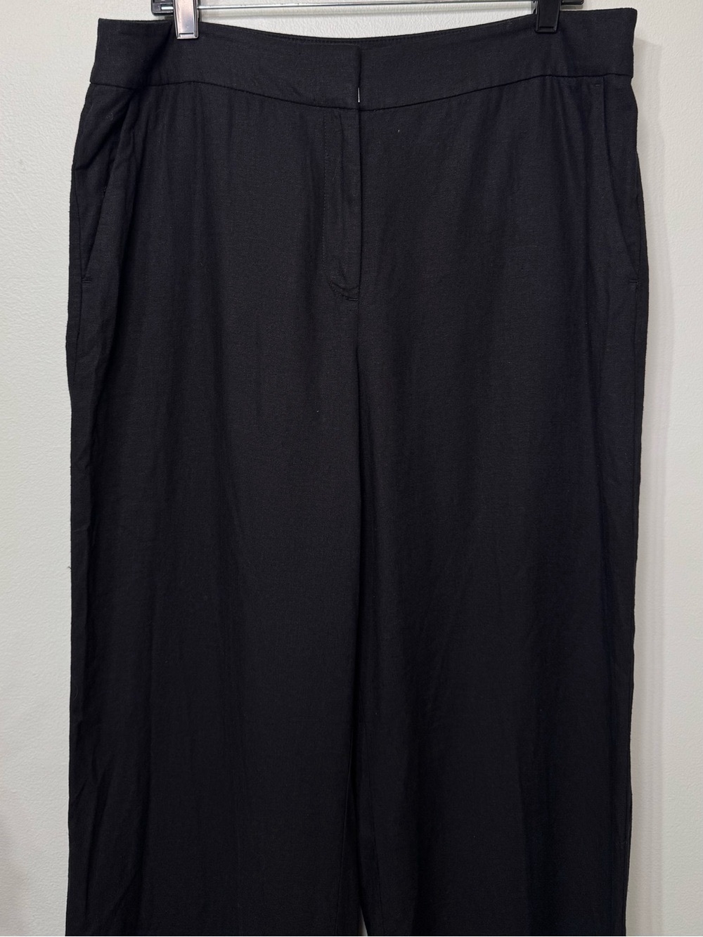 The LOFT Clean Wide Leg Pants in Linen Blend Black Size 14 - Picture 3 of 12